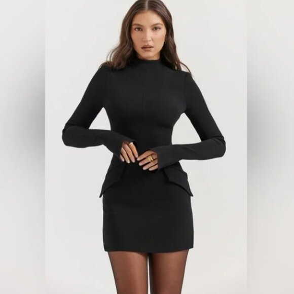 House of CB Dresses & Skirts - House of CB Mahalia Dress Womens Small Black Long Sleeve Pockets Minidress